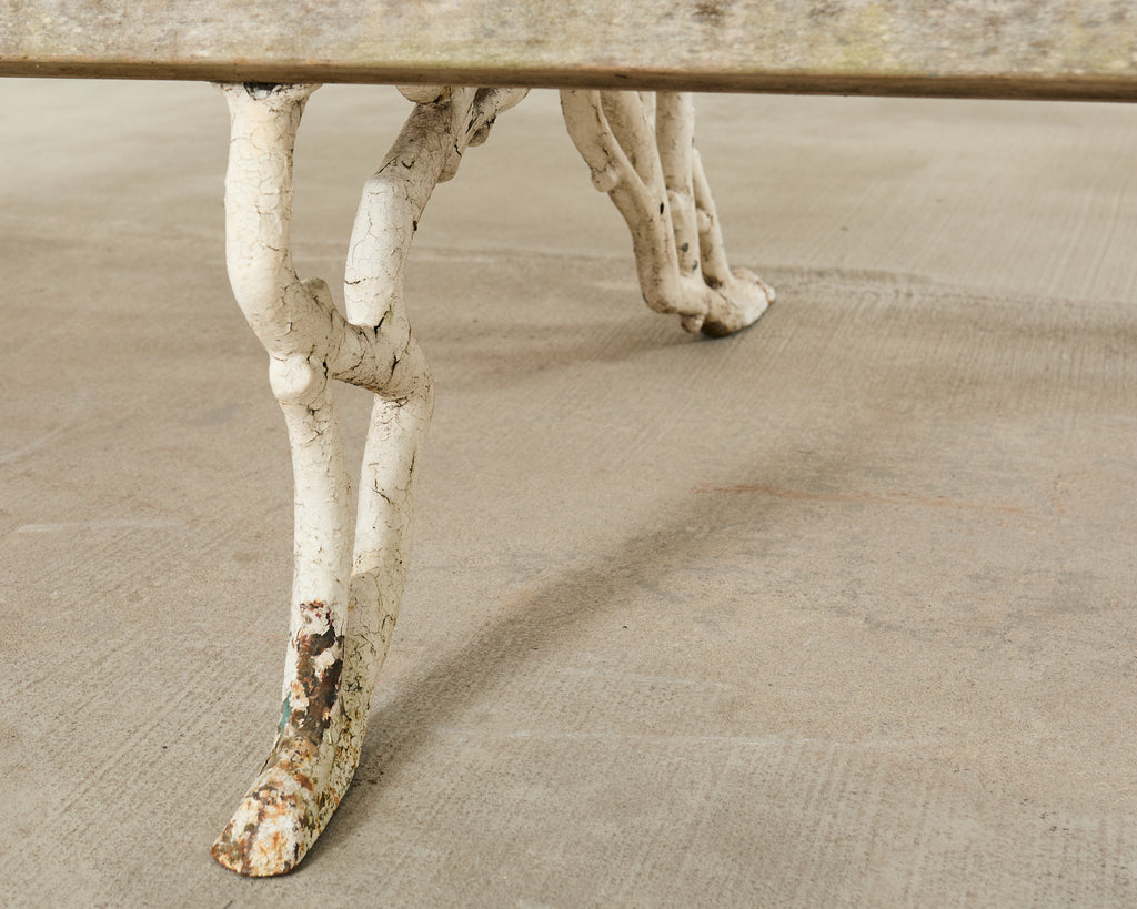 Country English Victorian Faux Bois Iron Garden Bench