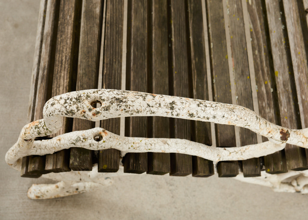 Country English Victorian Faux Bois Iron Garden Bench
