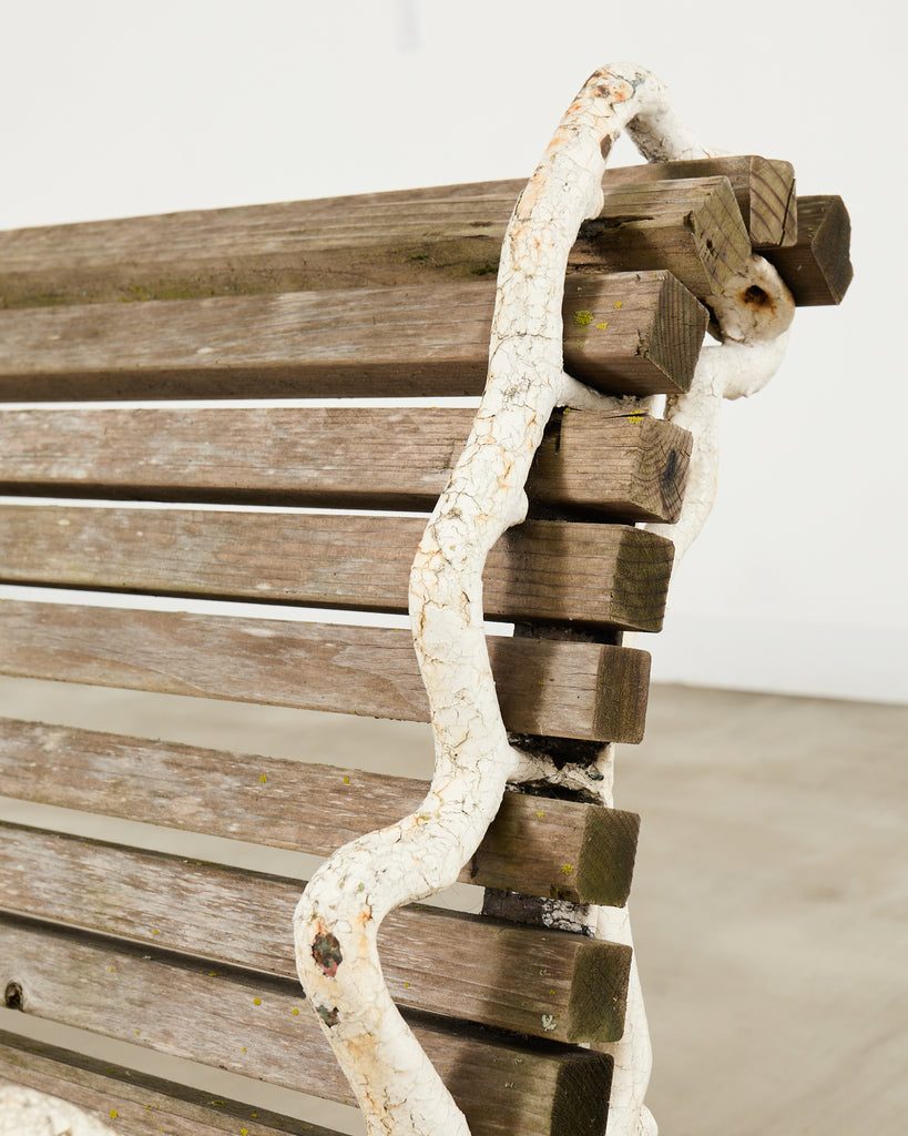 Country English Victorian Faux Bois Iron Garden Bench