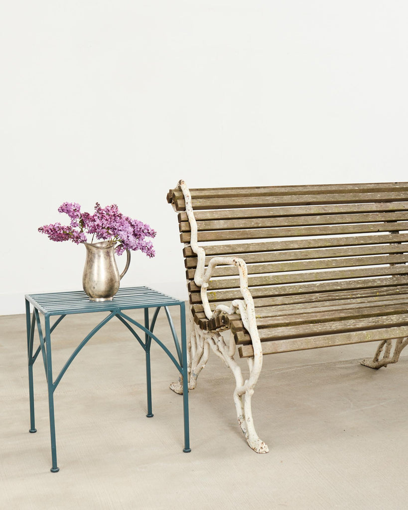 Country English Victorian Faux Bois Iron Garden Bench