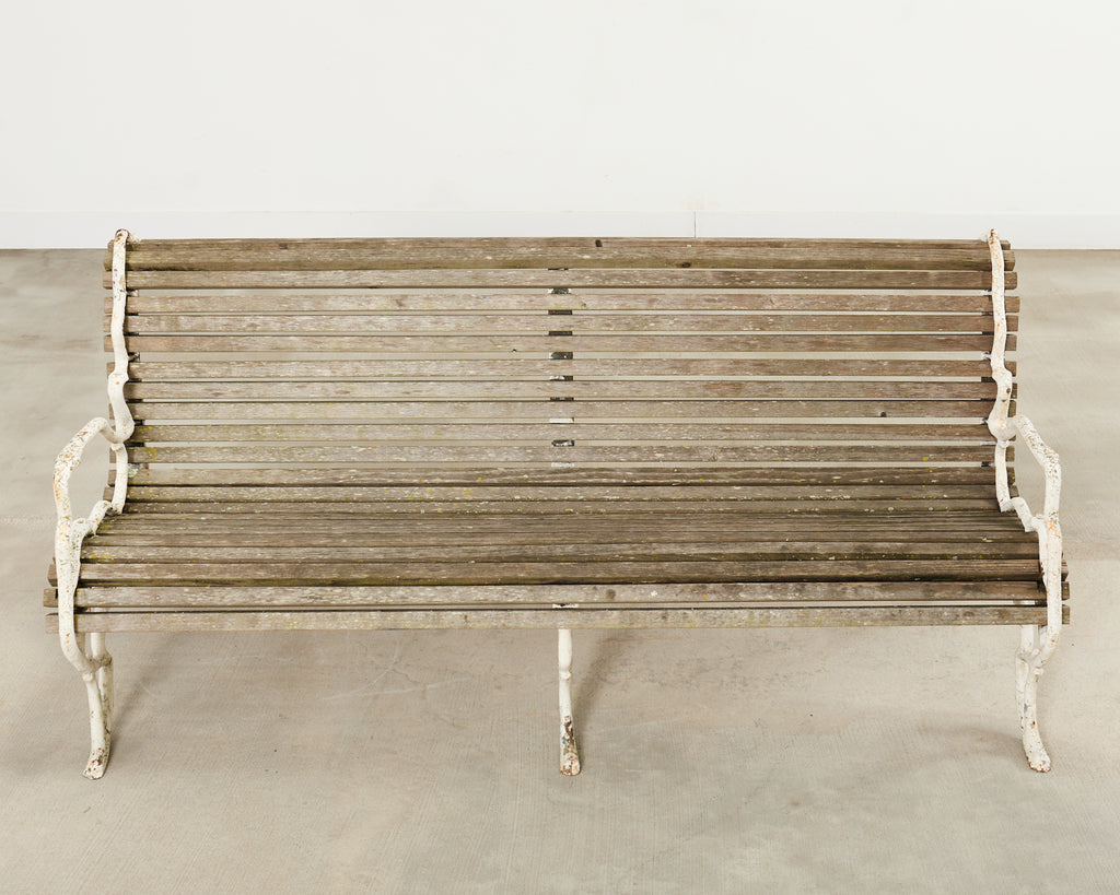 Country English Victorian Faux Bois Iron Garden Bench