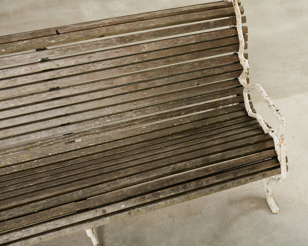 Country English Victorian Faux Bois Iron Garden Bench