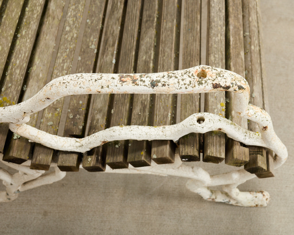 Country English Victorian Faux Bois Iron Garden Bench