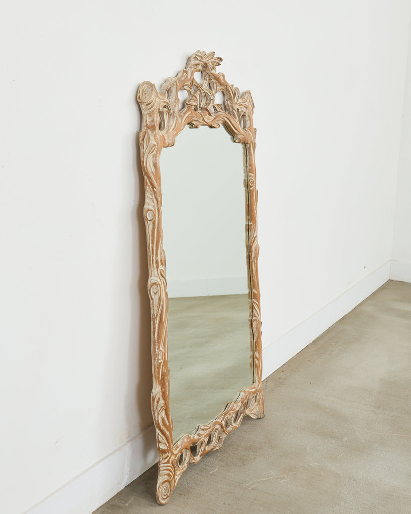 Italian Carved Twig Branch Faux Bois Wall Mirror