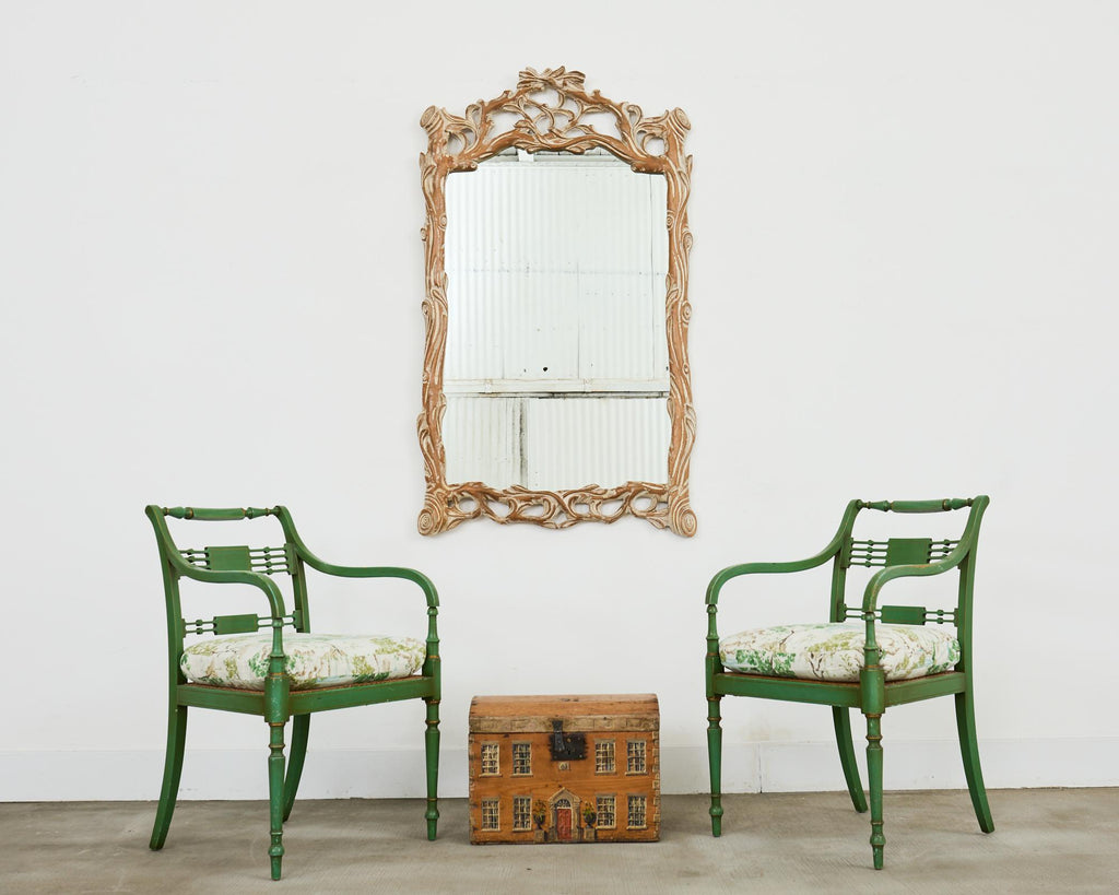 Italian Carved Twig Branch Faux Bois Wall Mirror