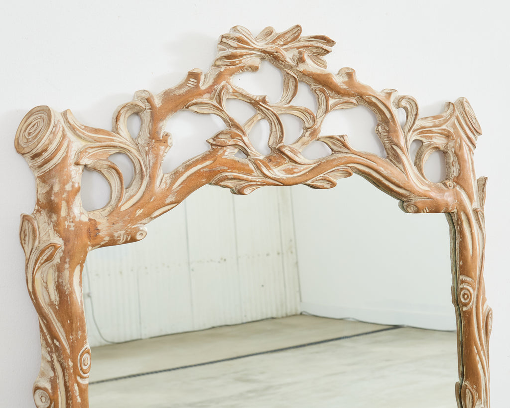 Italian Carved Twig Branch Faux Bois Wall Mirror