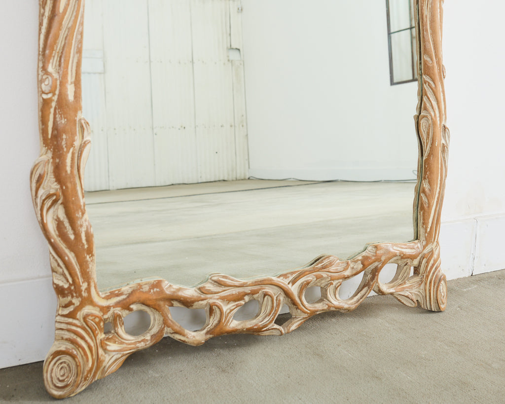 Italian Carved Twig Branch Faux Bois Wall Mirror