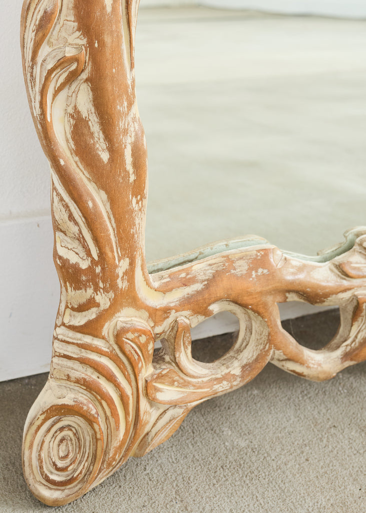 Italian Carved Twig Branch Faux Bois Wall Mirror