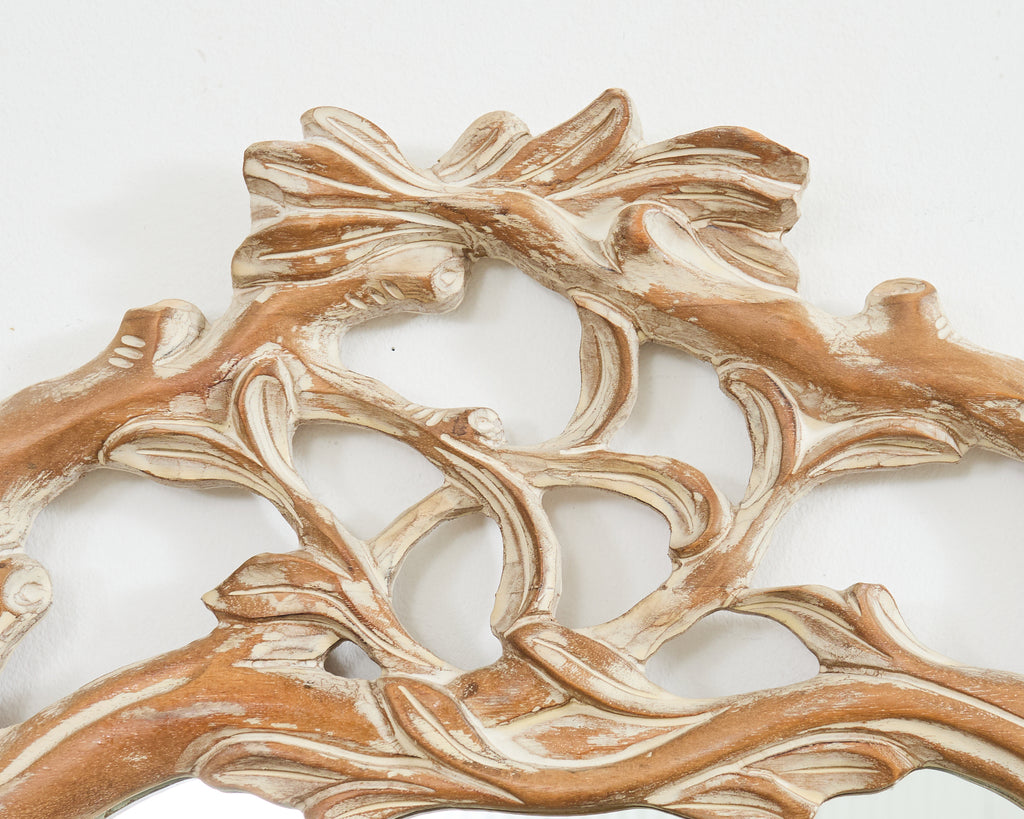 Italian Carved Twig Branch Faux Bois Wall Mirror