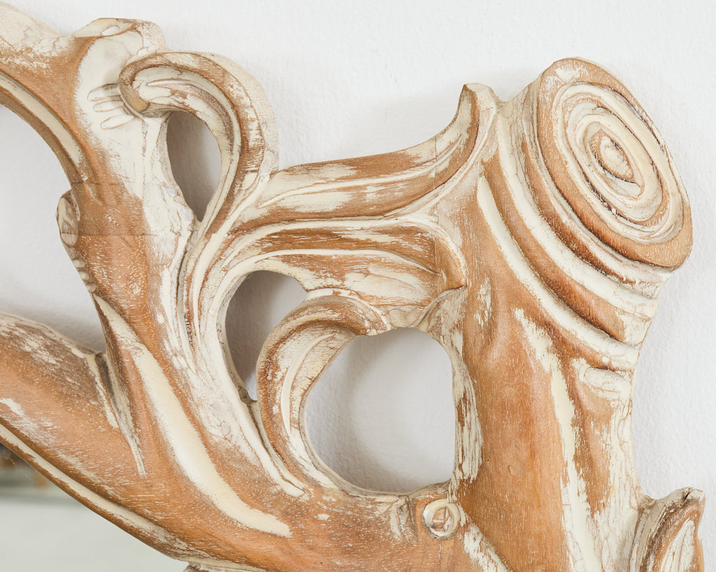 Italian Carved Twig Branch Faux Bois Wall Mirror