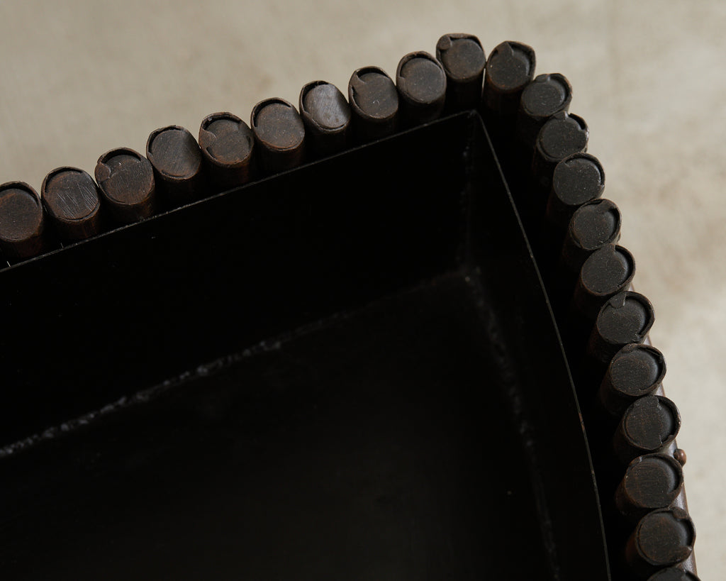 Pair of Faux Bamboo Bronzed Iron Demilune Planter Jardinieres