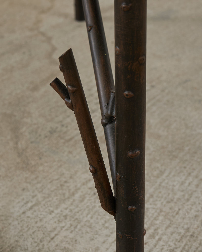 Pair of Faux Bamboo Bronzed Iron Demilune Planter Jardinieres