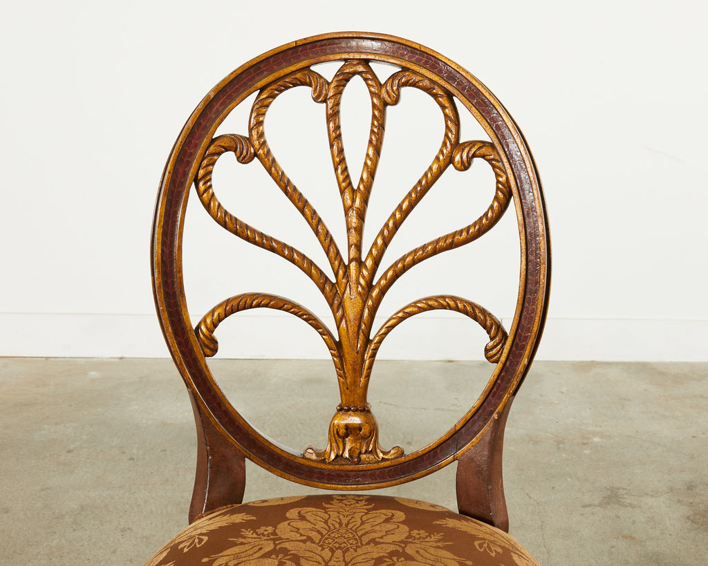 Set of Four Rose Tarlow Feather Chairs with Fortuny Seats