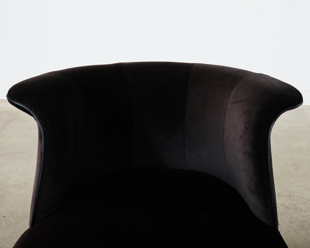 Pair of Fendi Casa Velvet Chrome Tulip Chairs