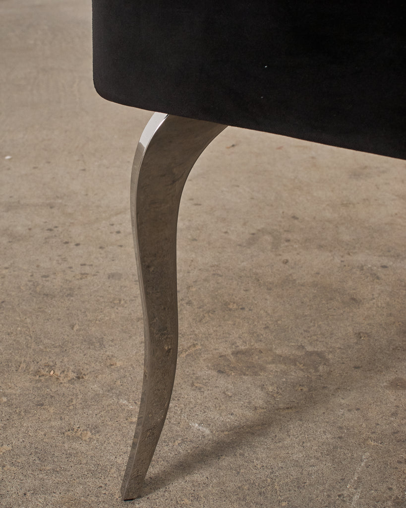 Pair of Fendi Casa Black Velvet Chrome Tulip Chairs