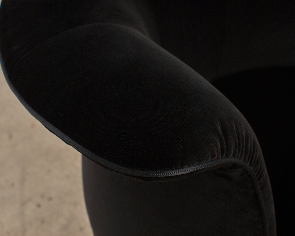 Pair of Fendi Casa Black Velvet Chrome Tulip Chairs