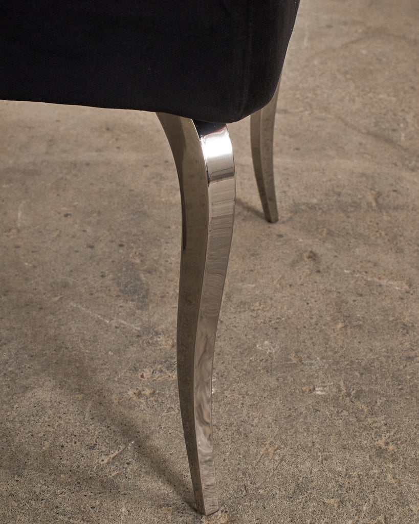 Pair of Fendi Casa Black Velvet Chrome Tulip Chairs