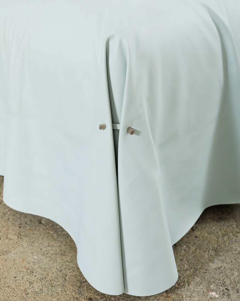 Pair of Fendi Casa Arctic Blue Leather Tunica Lounge Chairs