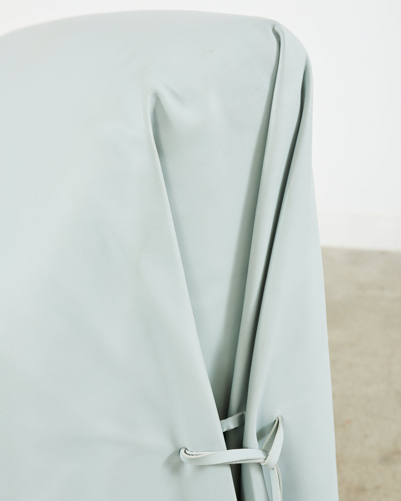 Pair of Fendi Casa Arctic Blue Leather Tunica Lounge Chairs