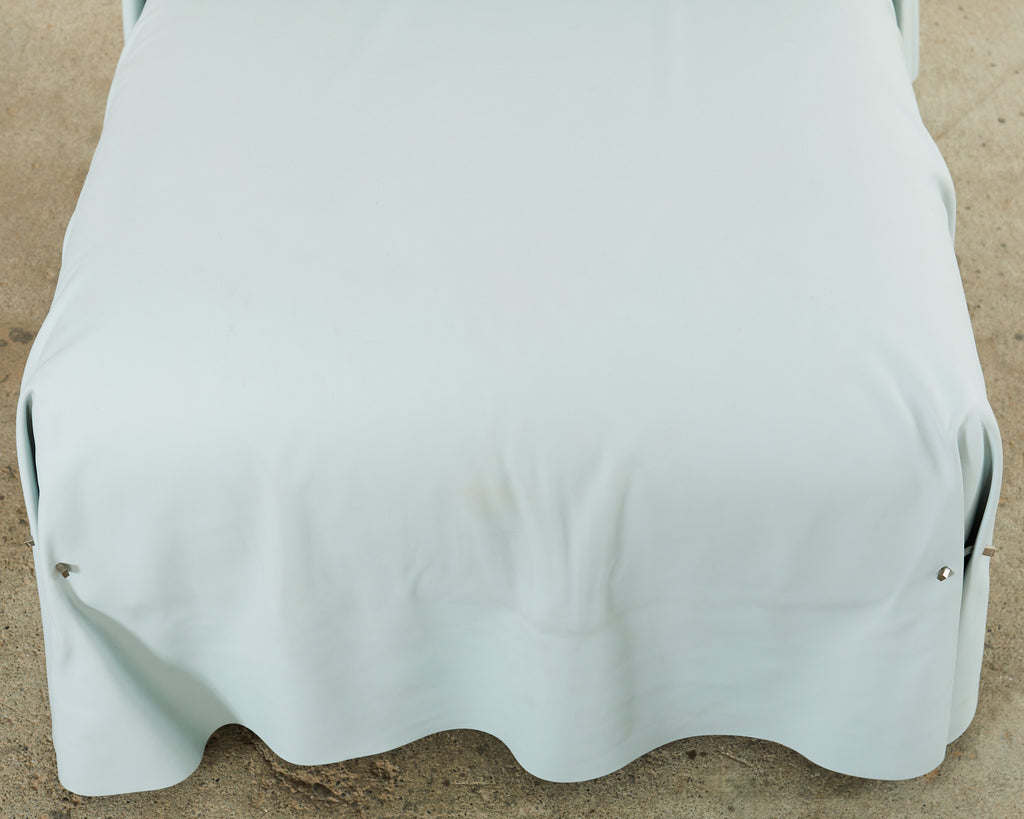 Pair of Fendi Casa Arctic Blue Leather Tunica Lounge Chairs