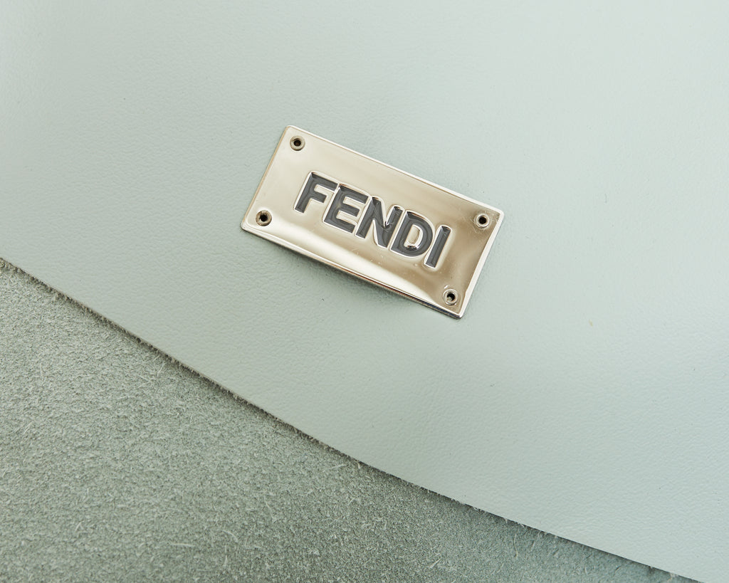 Pair of Fendi Casa Arctic Blue Leather Tunica Lounge Chairs