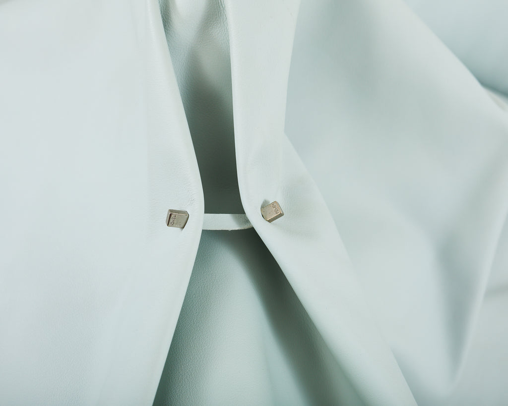 Pair of Fendi Casa Arctic Blue Leather Tunica Lounge Chairs