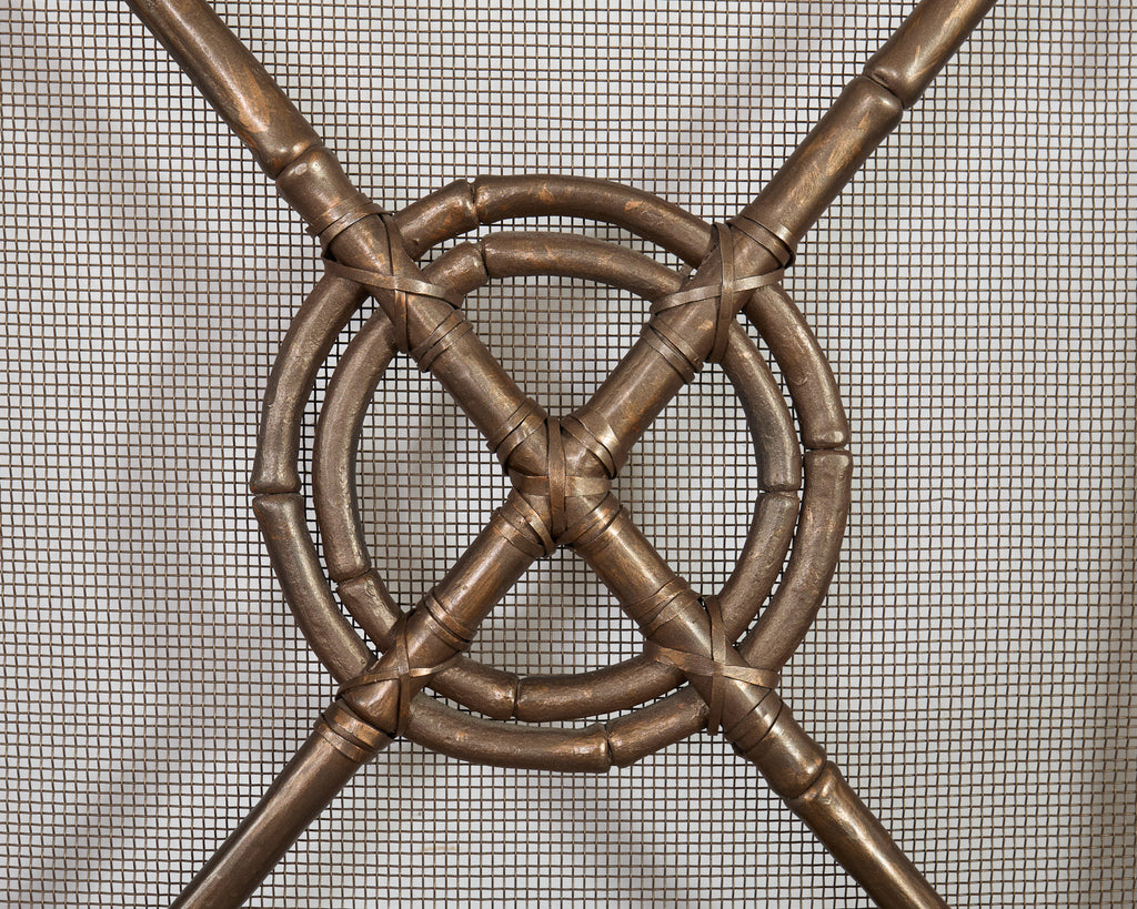 McGuire Two-Door Bronzed Iron Faux Bamboo Fireplace Screen