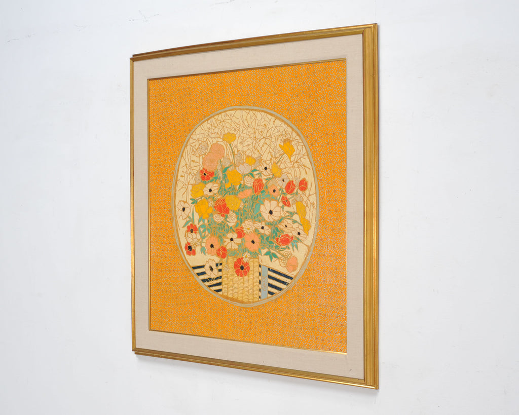 Dorothy Cutter "Yellow Oval Mixed Bouquet" Oil on Board 1973