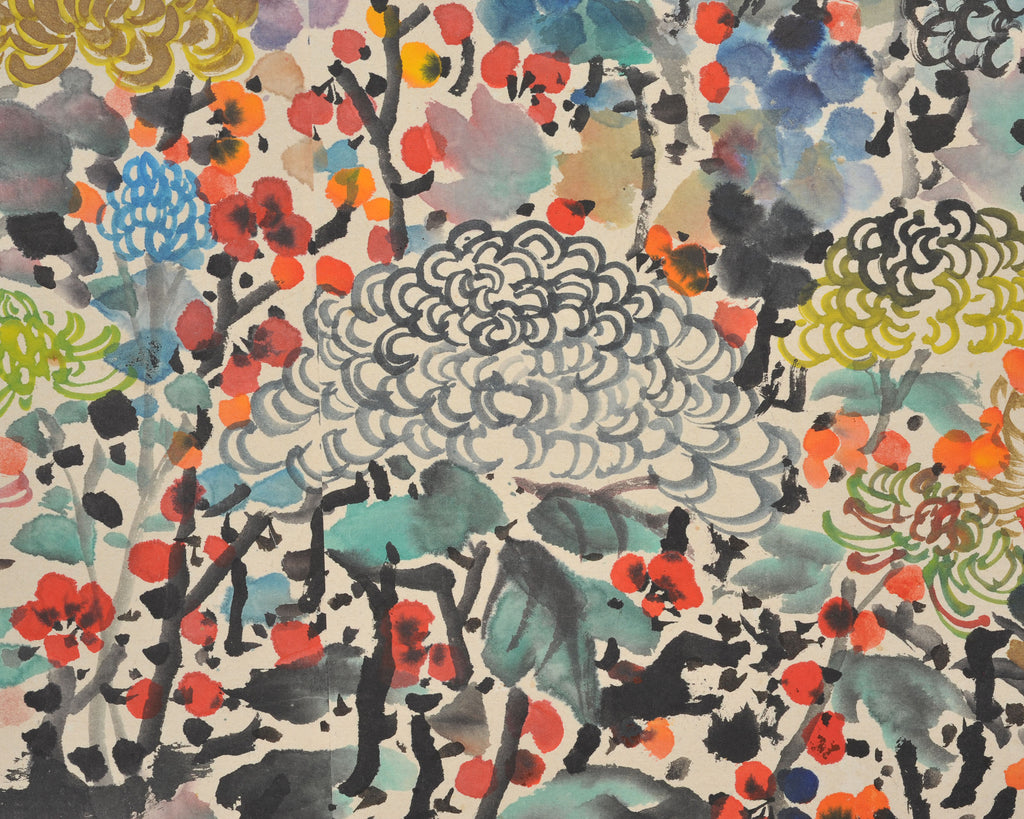 Japanese Floral and Blossom Panorama Watercolor Painting 6 Ft