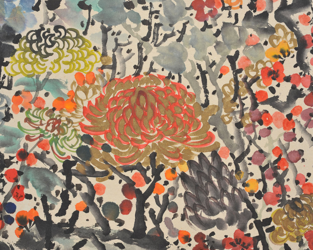 Japanese Floral and Blossom Panorama Watercolor Painting 6 Ft