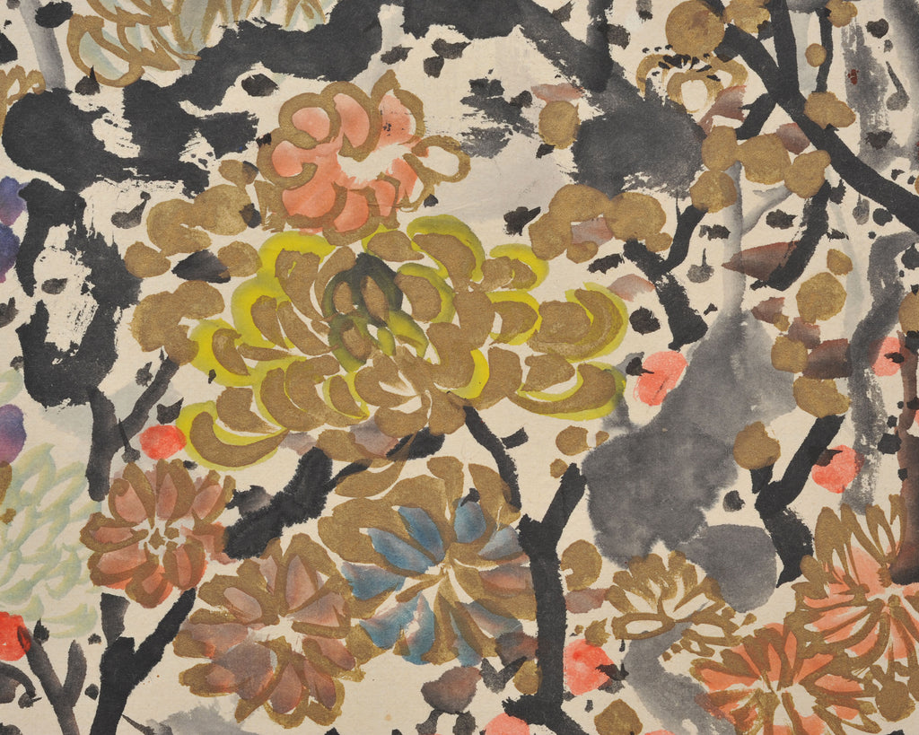 Japanese Floral and Blossom Panorama Watercolor Painting 6 Ft