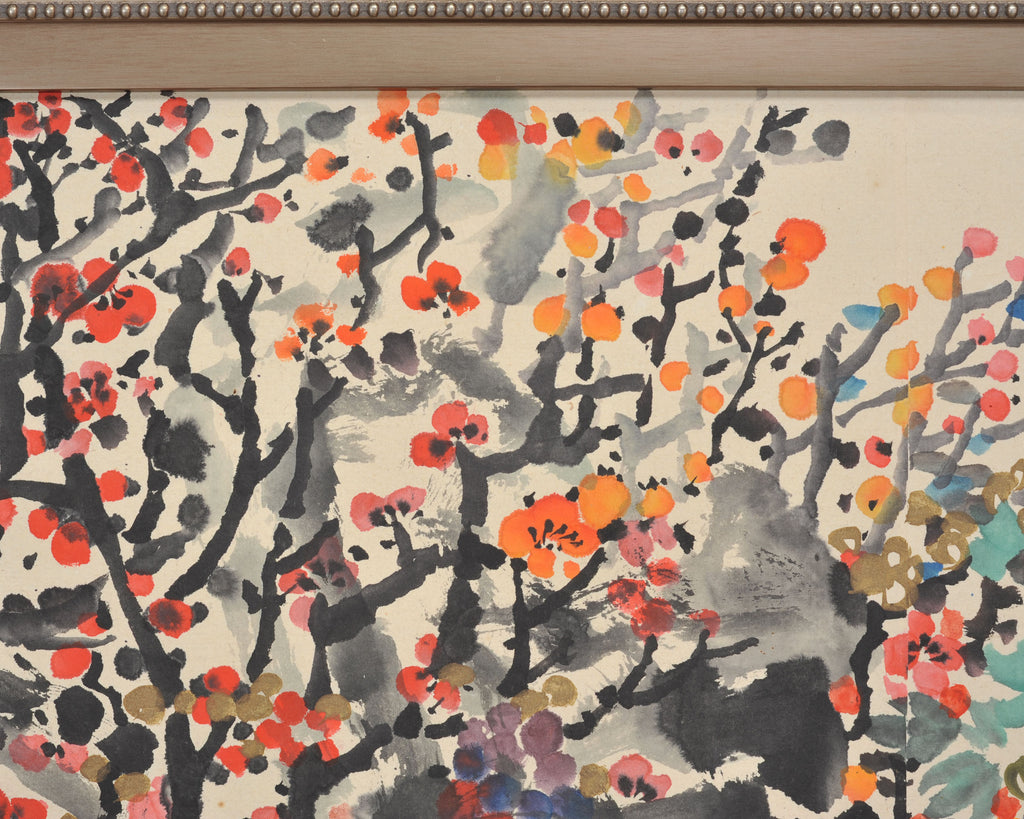 Japanese Floral and Blossom Panorama Watercolor Painting 6 Ft