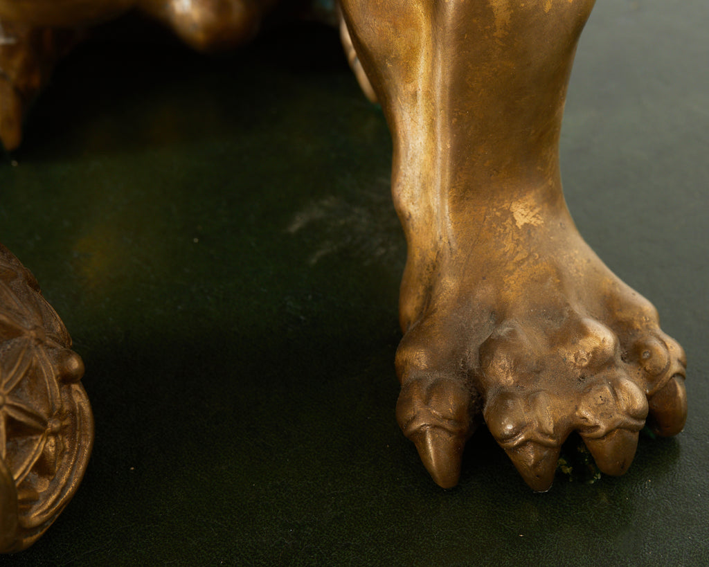 Pair of Chinese Bronzed Metal Buddhist Temple Foo Dogs Lions