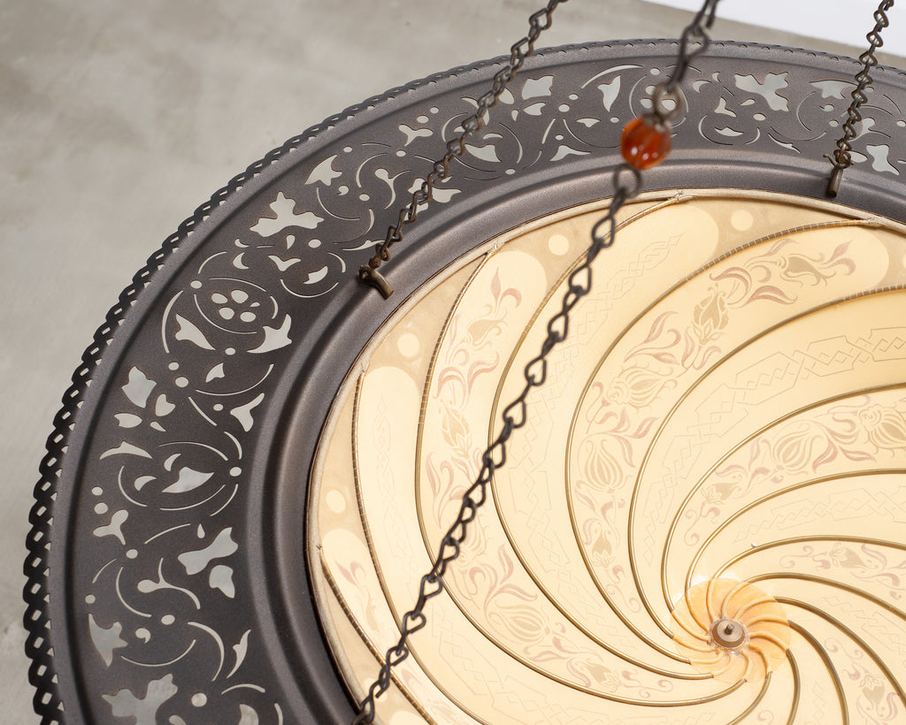 Fortuny Scudo Saraceno Venetian Bronze Silk Lamp Chandelier