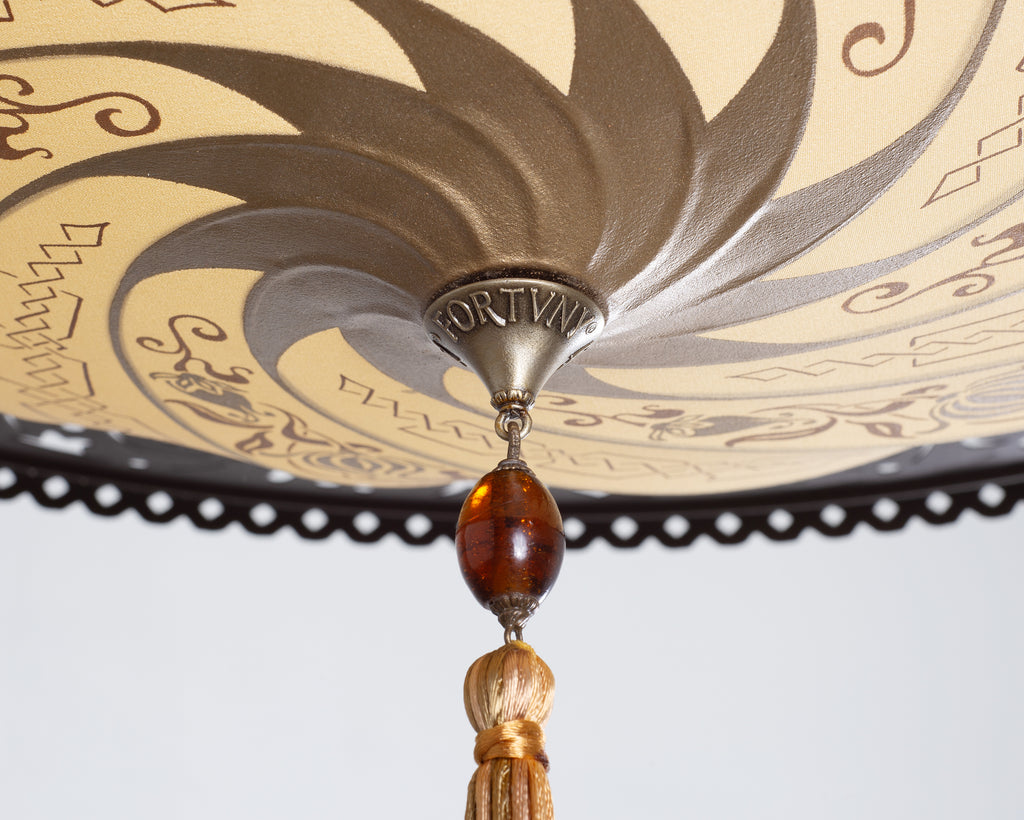 Fortuny Scudo Saraceno Venetian Bronze Silk Lamp Chandelier