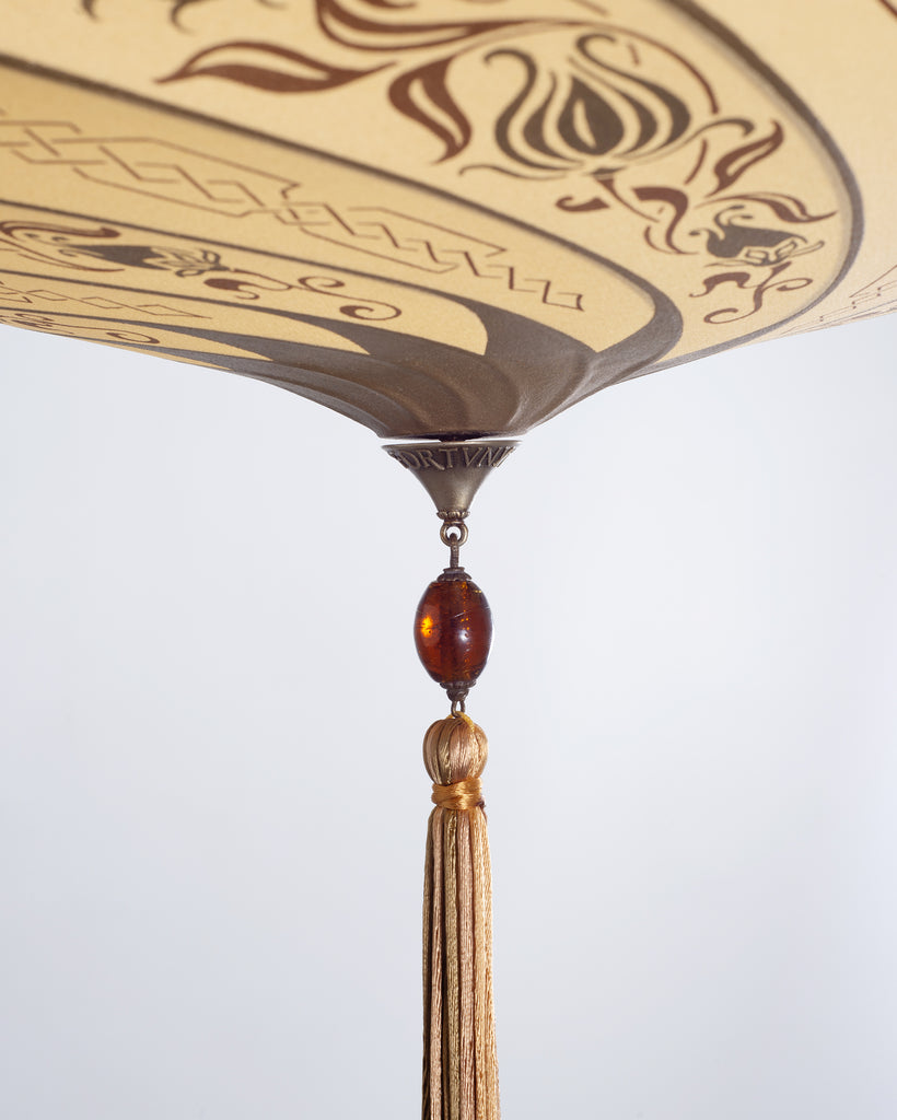 Fortuny Scudo Saraceno Venetian Bronze Silk Lamp Chandelier