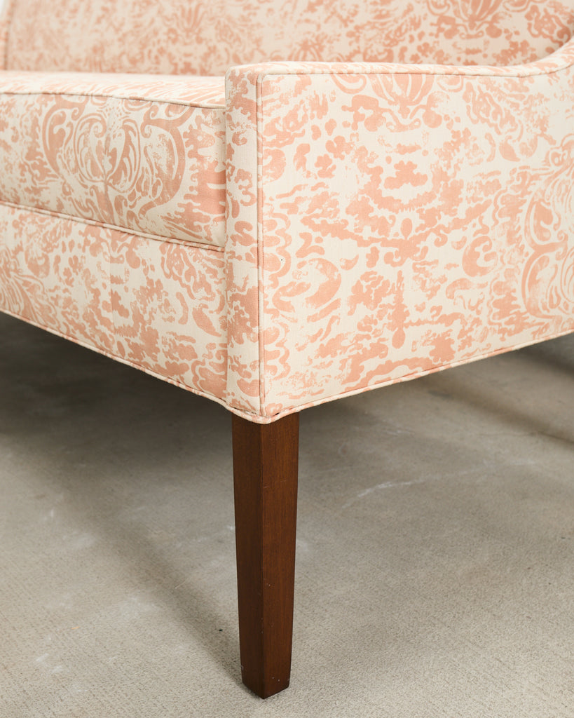 Pair of Slope Arm Sofas Fortuny Style Apricot Fabric