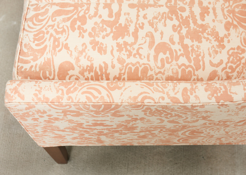 Pair of Slope Arm Sofas Fortuny Style Apricot Fabric