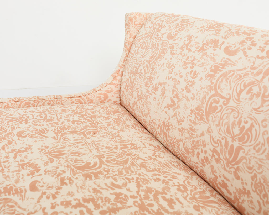 Pair of Slope Arm Sofas Fortuny Style Apricot Fabric