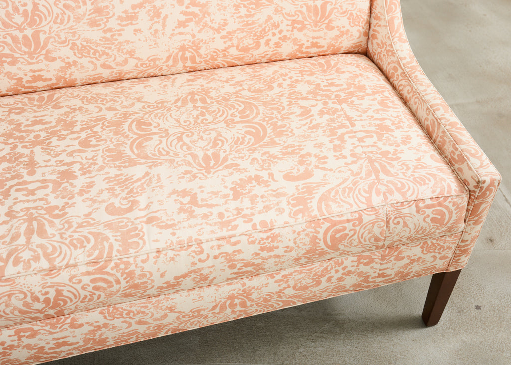 Pair of Slope Arm Sofas Fortuny Style Apricot Fabric