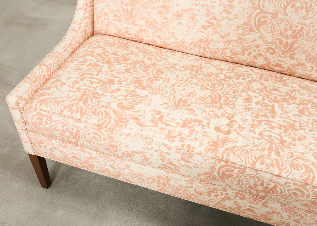 Pair of Slope Arm Sofas Fortuny Style Apricot Fabric