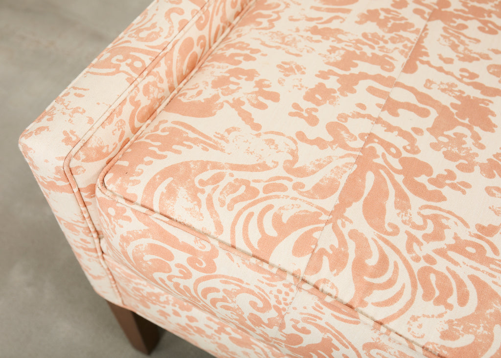 Pair of Slope Arm Sofas Fortuny Style Apricot Fabric