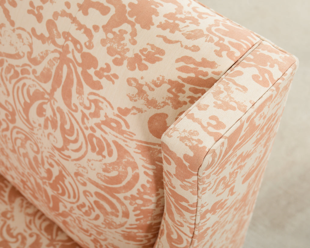 Pair of Slope Arm Sofas Fortuny Style Apricot Fabric