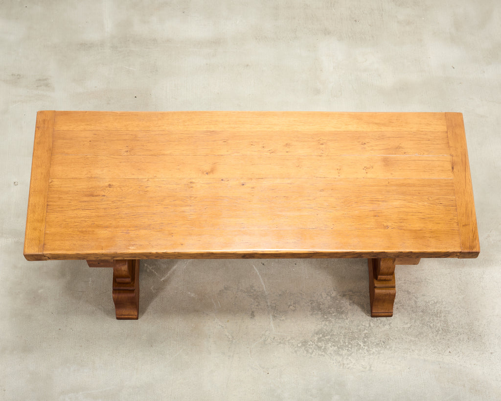 French Provincial Country Oak Trestle Farmhouse Dining Table 7Ft