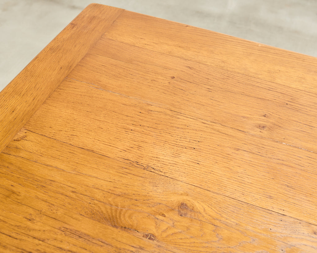French Provincial Country Oak Trestle Farmhouse Dining Table 7Ft