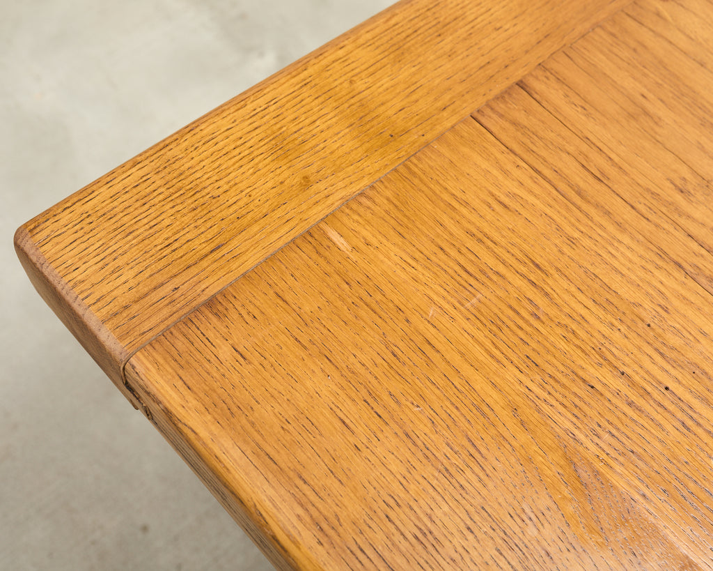 French Provincial Country Oak Trestle Farmhouse Dining Table 7Ft