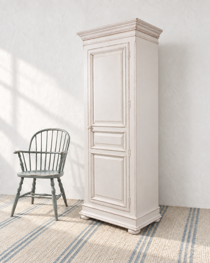 Country French Provincial Painted Bonnetière Storage Cabinet