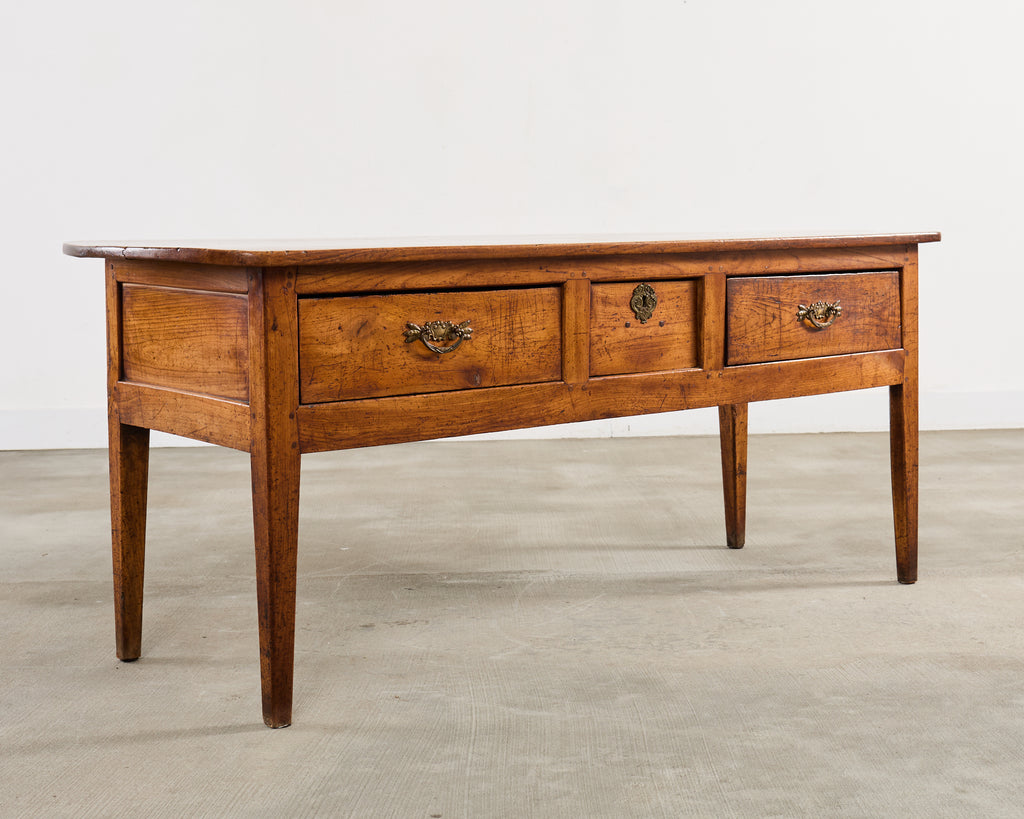 19th Century Country French Fruitwood Console Table Server 6 Ft.