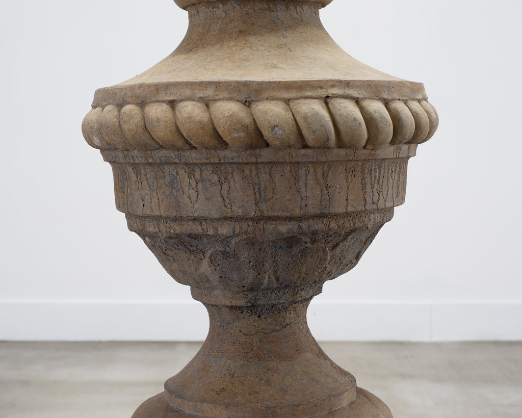 Neoclassical Cast Stone Garden Finial on Pedestal 44 Inch