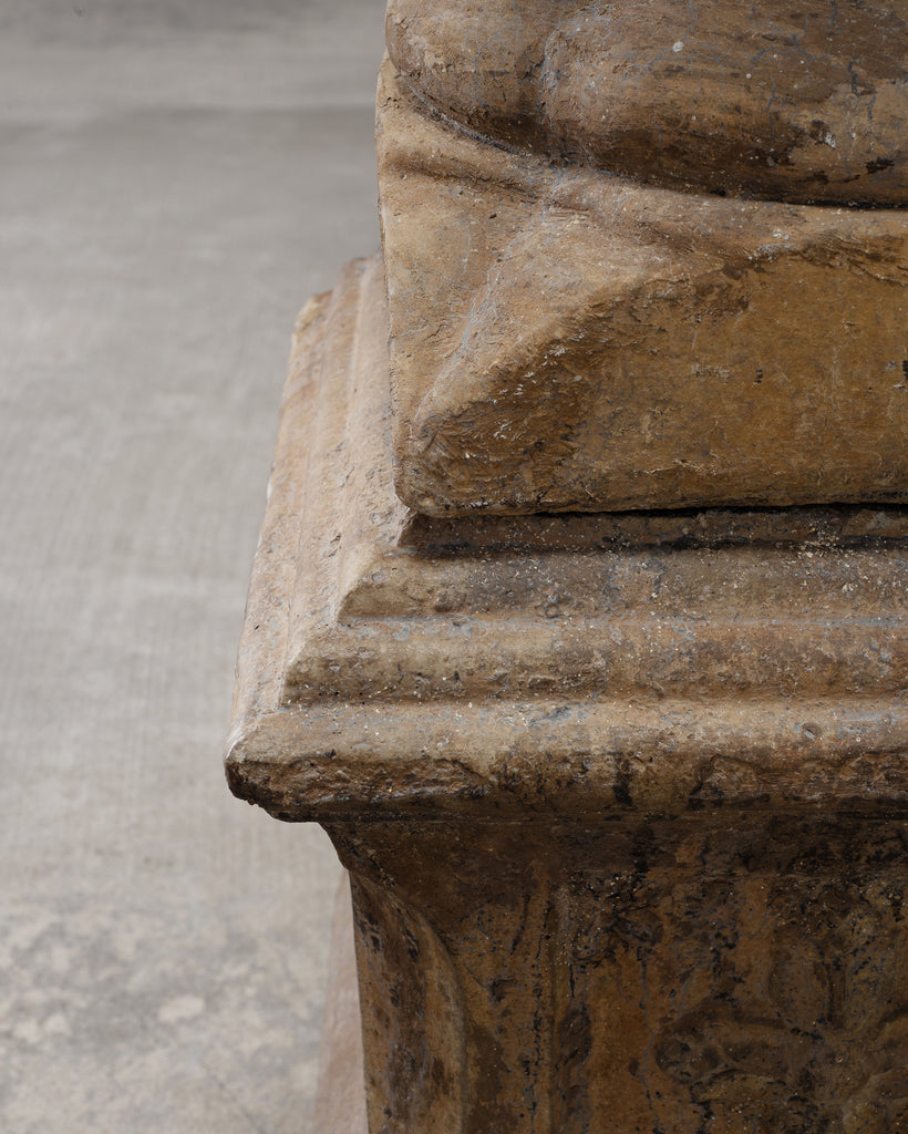 Neoclassical Cast Stone Garden Finial on Pedestal 44 Inch